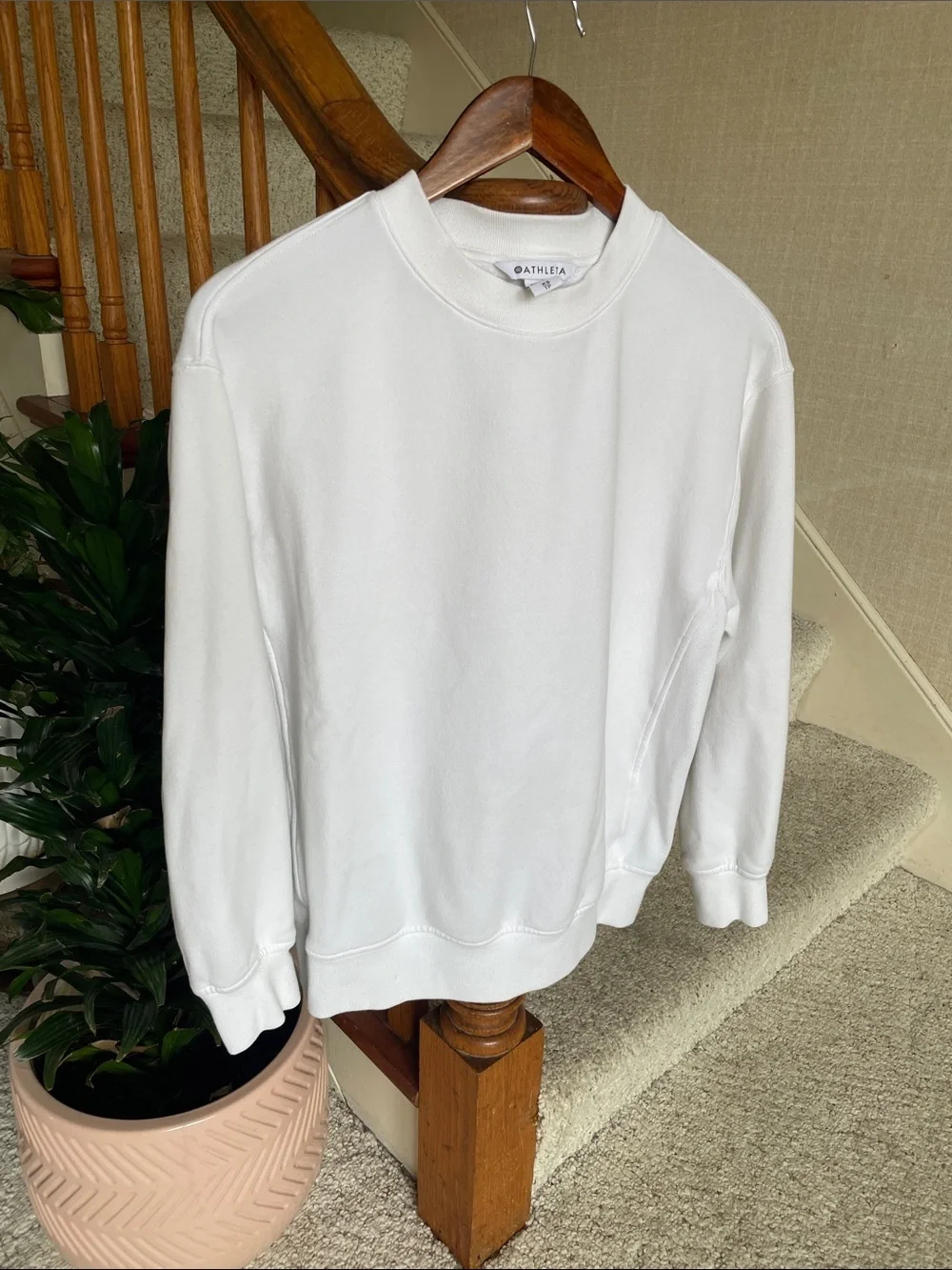Athleta Slouchy Oversized White Crewneck Sweatshirt
